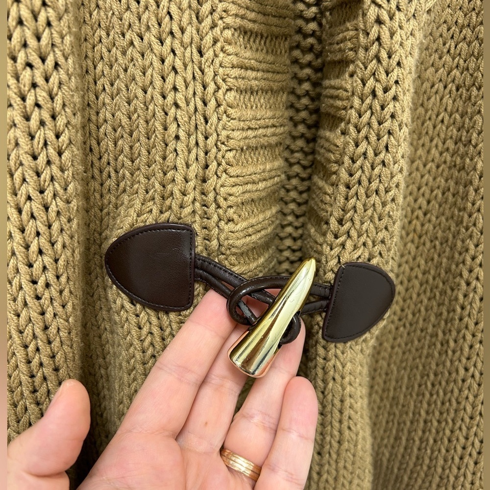 Michael Kors Brown Knit Poncho Sweater Cape Cardigan, Size S - Picture 4 of 9